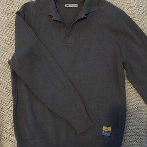 Zara Gray Quarter-Zip Pullover Sweater